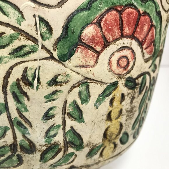 Antique Japanese Pottery Vase Hand Painted Floral Handles Vintage - Picture 5 of 12
